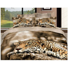 100% Lion Mattress Toppers Cotton Quilt with Reactive 3D Print Chinese Panda and Leopard Bed Cover Set